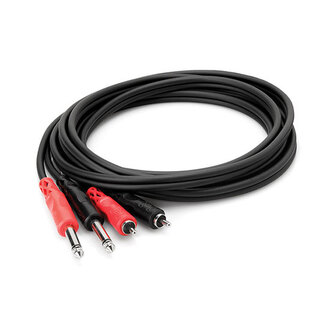 Hosa CPR203 Stereo Interconnect, Dual 1/4 in TS to Dual RCA, 3 m