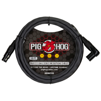 Pig Hog Hex Series Right Angle Mic Cable 10ft - Grey