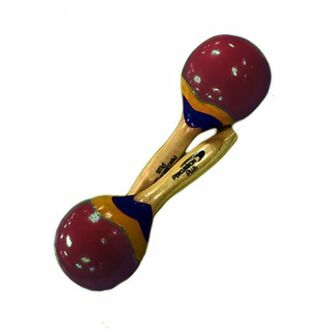 Percussion Plus Wooden Mini Maracas Red & Patterned