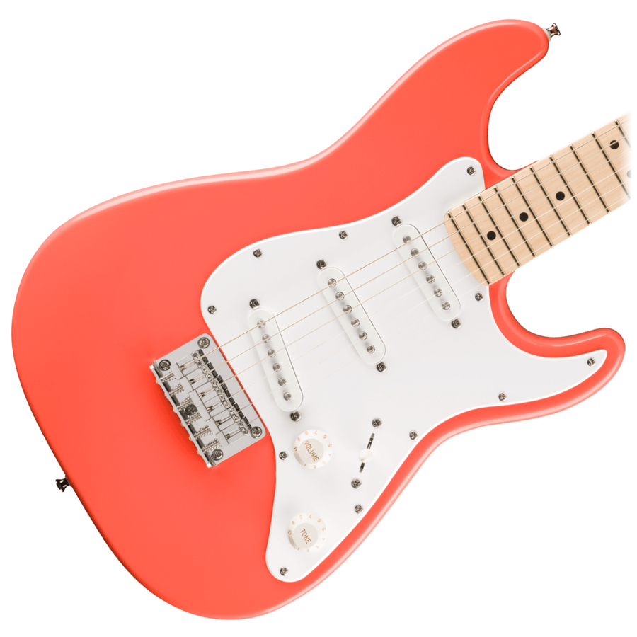 Squier FSR Mini Stratocaster, Maple Fingerboard - Tahitian Coral