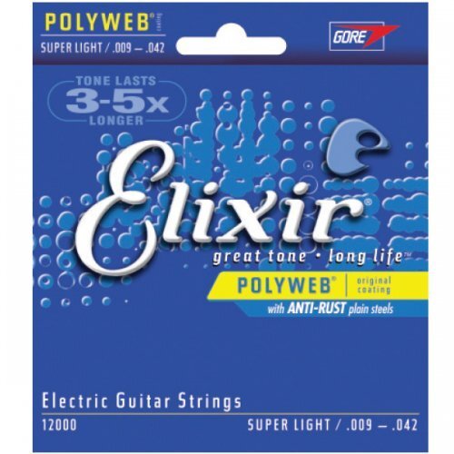 Polyweb 9-42 6 sets of Elixir 12000 Super Light Electric Strings 