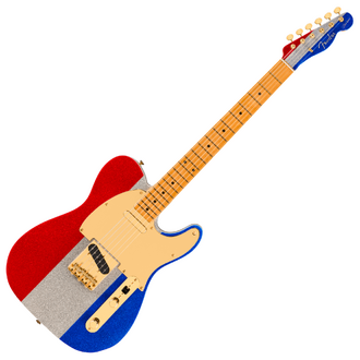 Fender Buck Owens Telecaster, Maple Fingerboard, Red, Silver and Blue Sparkle