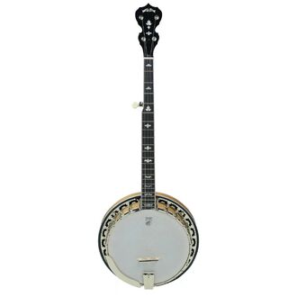 Deering White Lotus 5 String Banjo with Resonator