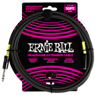 Ernie Ball Headphone Extension Cable 1/4 to 3.5mm 10ft - Black