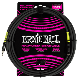 Ernie Ball Headphone Extension Cable 3.5mm to 3.5mm 10ft - Black