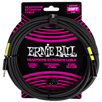 Ernie Ball Headphone Extension Cable 3.5mm to 3.5mm 20ft - Black