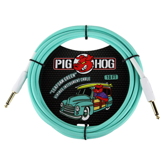 Pig Hog Woven Instrument Cable 10ft - Seafoam Green