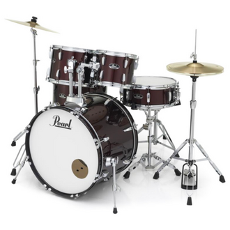 Pearl Roadshow 22" 5-Pcs Rock Drum Kit With Hardware And Cymbals, Red Wine