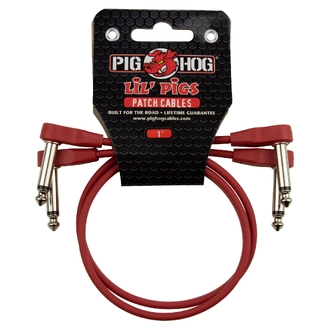 Pig Hog Lil Pigs 1ft Low Profile Patch Cables - 2 pack, Candy Apple Red