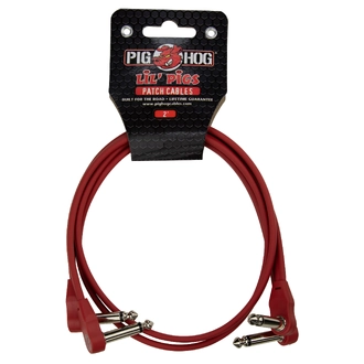 Pig Hog Lil Pigs 2ft Low Profile Patch Cables - 2 pack, Candy Apple Red