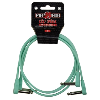 Pig Hog Lil Pigs 2ft Low Profile Patch Cables - 2 pack, Seafoam Green