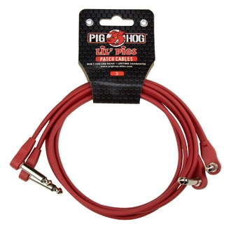 Pig Hog Lil Pigs 3ft Low Profile Patch Cables - 2 pack, Candy Apple Red