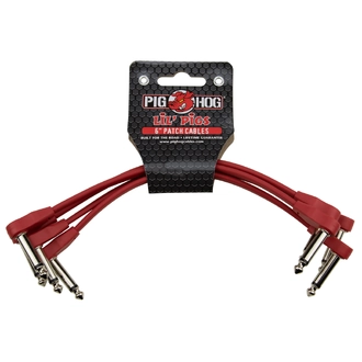 Pig Hog Lil Pigs 6in Low Profile Patch Cables - 4 pack, Candy Apple Red