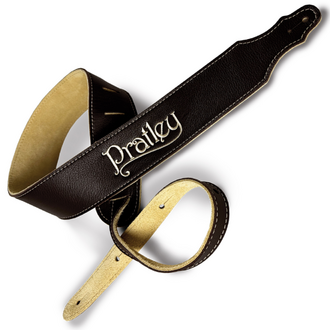 Pratley 2.5" Chocolate Leather Strap with Suede Backing and embroidered logo