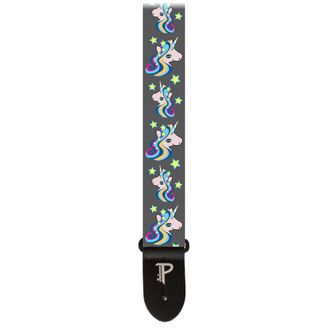 Perris PS7211 2 Inch Polyester "Cute Unicorns" Guitar Strap with Black Leather Ends