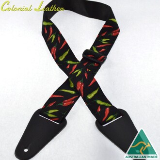 Colonial Leather Rag Chillies Guitar Strap